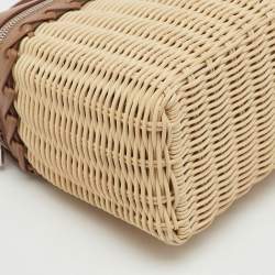 Pre Owned Loro Piana Beige/Brown Wicker and Leather Extra Pocket L19 North-South Bag
