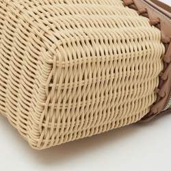 Pre Owned Loro Piana Beige/Brown Wicker and Leather Extra Pocket L19 North-South Bag