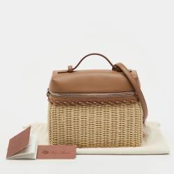 Pre Owned Loro Piana Beige/Brown Wicker and Leather Extra Pocket L19 North-South Bag