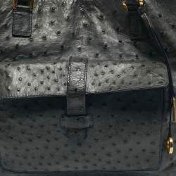 Pre Owned Loro Piana Grey Ostrich Globe Tote