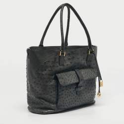Pre Owned Loro Piana Grey Ostrich Globe Tote