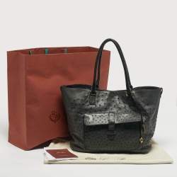 Pre Owned Loro Piana Grey Ostrich Globe Tote