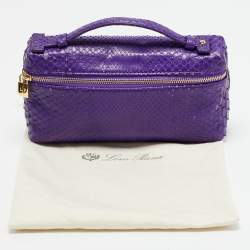 Pre Owned Loro Piana Purple Snakeskin Extra Pocket L19 Pouch
