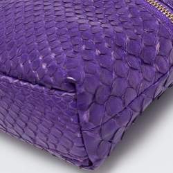 Pre Owned Loro Piana Purple Snakeskin Extra Pocket L19 Pouch