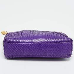 Pre Owned Loro Piana Purple Snakeskin Extra Pocket L19 Pouch