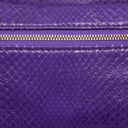 Pre Owned Loro Piana Purple Snakeskin Extra Pocket L19 Pouch