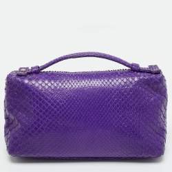 Pre Owned Loro Piana Purple Snakeskin Extra Pocket L19 Pouch