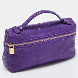 Pre Owned Loro Piana Purple Snakeskin Extra Pocket L19 Pouch