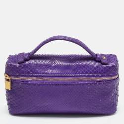 Pre Owned Loro Piana Purple Snakeskin Extra Pocket L19 Pouch