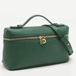 Pre Owned Loro Piana Green Leather Extra Pocket L19 Pouch Bag