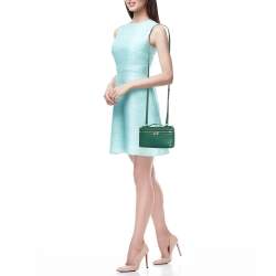 Pre Owned Loro Piana Green Leather Extra Pocket L19 Pouch Bag