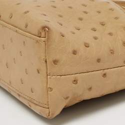 Pre Owned Loro Piana Beige Ostrich L19 Extra Pocket Pouch