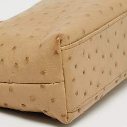 Pre Owned Loro Piana Beige Ostrich L19 Extra Pocket Pouch