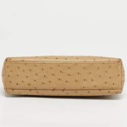 Pre Owned Loro Piana Beige Ostrich L19 Extra Pocket Pouch
