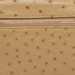 Pre Owned Loro Piana Beige Ostrich L19 Extra Pocket Pouch