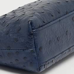 Pre Owned Loro Piana Navy Blue Ostrich L19 Extra Pocket Pouch