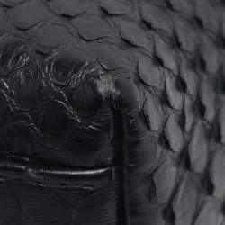 Pre Owned Loro Piana Dark Navy Blue Python Zip L19 Pouch