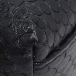 Pre Owned Loro Piana Dark Navy Blue Python Zip L19 Pouch