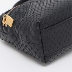 Pre Owned Loro Piana Dark Navy Blue Python Zip L19 Pouch