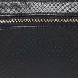 Pre Owned Loro Piana Dark Navy Blue Python Zip L19 Pouch