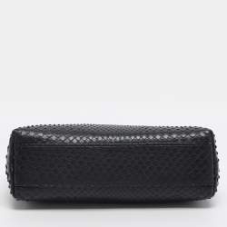 Pre Owned Loro Piana Dark Navy Blue Python Zip L19 Pouch
