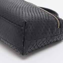 Pre Owned Loro Piana Dark Navy Blue Python Zip L19 Pouch