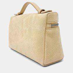 Pre Owned Loro Piana Yellow Leather Extra Pocket L19 Pouch Bag