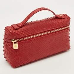 Pre Owned Loro Piana L19 Red Python Extra Pocket Pouch