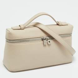 مملوكة مسبقًا Loro Piana Extra Pocket L19 Light Beige Leather Pouch Bag