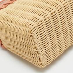 مملوكة مسبقًا حقيبة لورو بيانا شمال جنوب L19 جلد وقش بني/بيج كبيرة الحجم ذات جيب إضافي