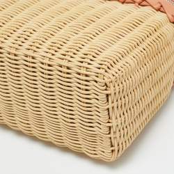 مملوكة مسبقًا حقيبة لورو بيانا شمال جنوب L19 جلد وقش بني/بيج كبيرة الحجم ذات جيب إضافي