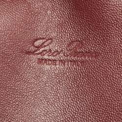 مملوكة مسبقًا حقيبة ظهر لورو بيانا جلد بورجوندي جيب كبير إضافي 23.5