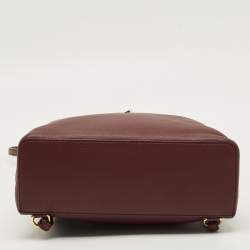 مملوكة مسبقًا حقيبة ظهر لورو بيانا جلد بورجوندي جيب كبير إضافي 23.5