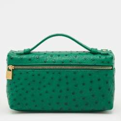 مملوكة مسبقًا Loro Piana L19 Green Ostrich Zip Pouch