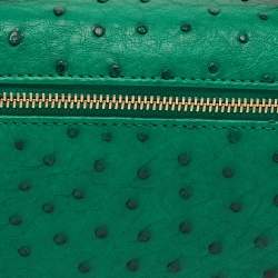 مملوكة مسبقًا Loro Piana L19 Green Ostrich Zip Pouch