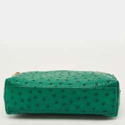 مملوكة مسبقًا Loro Piana L19 Green Ostrich Zip Pouch