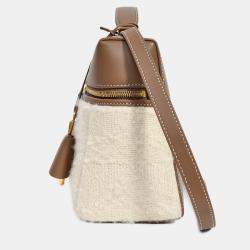 Pre Owned Loro Piana Taupe Smooth Calfskin  'Silk Extra Pocket L27' Bag