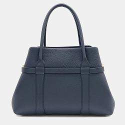Pre Owned Loro Piana Blue Leather Giera Small Shopper Bag