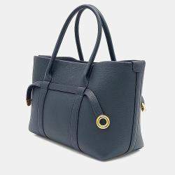 Pre Owned Loro Piana Blue Leather Giera Small Shopper Bag