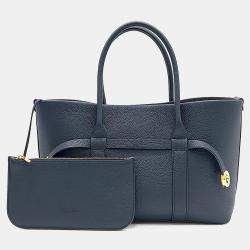Pre Owned Loro Piana Blue Leather Giera Small Shopper Bag