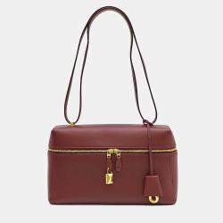 مملوكة مسبقًا Loro Piana Brown Red Leather Extra Bag L27