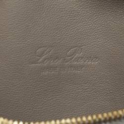 Pre Owned Loro Piana L19 Grey Ostrich Extra Pocket Pouch Clutch