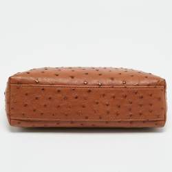 Pre Owned حقيبة صغيرة لورو بيانا L19 جلد نعام رمادي بجيب إضافي