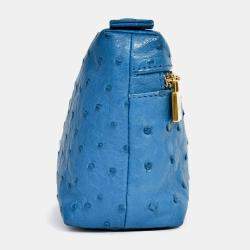 Pre Owned حقيبة يد علوية لورو بيانا جلد نعام أزرق L19