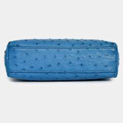 Pre Owned حقيبة يد علوية لورو بيانا جلد نعام أزرق L19