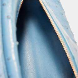 Pre Owned حقيبة يد علوية لورو بيانا جلد نعام أزرق L19