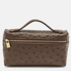 Pre Owned Loro Piana L19 Extra Pocket Brown Ostrich Pouch