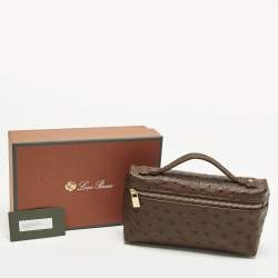 Pre Owned حقيبة صغيرة لورو بيانا L19 جلد نعام أحمر بجيب إضافي