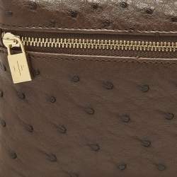 Pre Owned حقيبة صغيرة لورو بيانا L19 جلد نعام أحمر بجيب إضافي