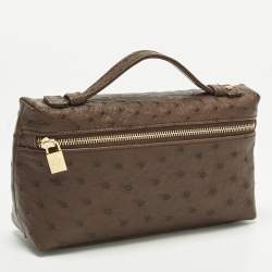 Pre Owned حقيبة صغيرة لورو بيانا L19 جلد نعام أحمر بجيب إضافي